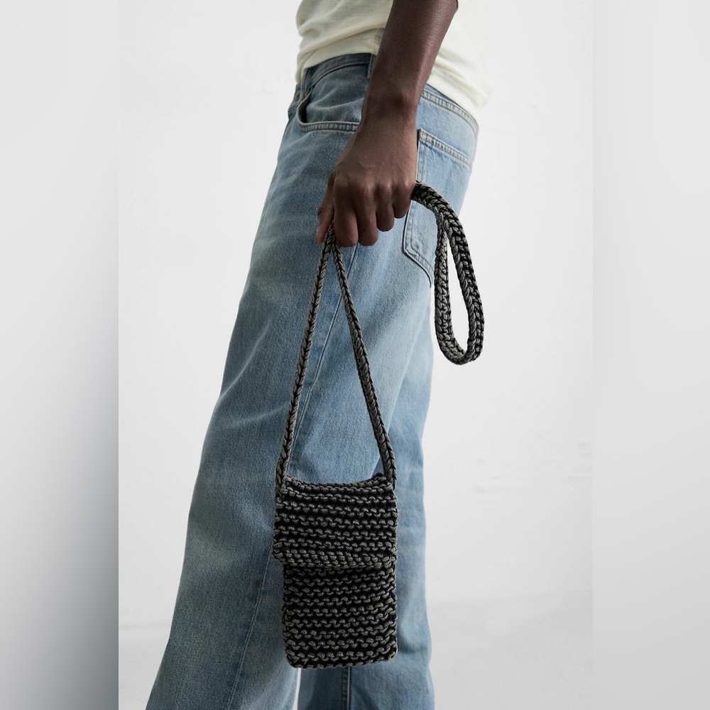 NWT Zara Man Unisex MACRAMÉ CROSSBODY BAG - Picture 2 of 12